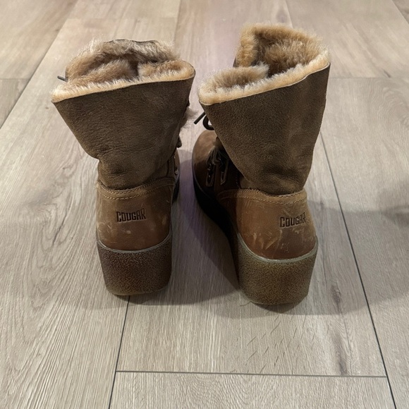 Cougar Dylan Winter Boot Brown Leather Wedge Womens size 8 - Picture 4 of 6